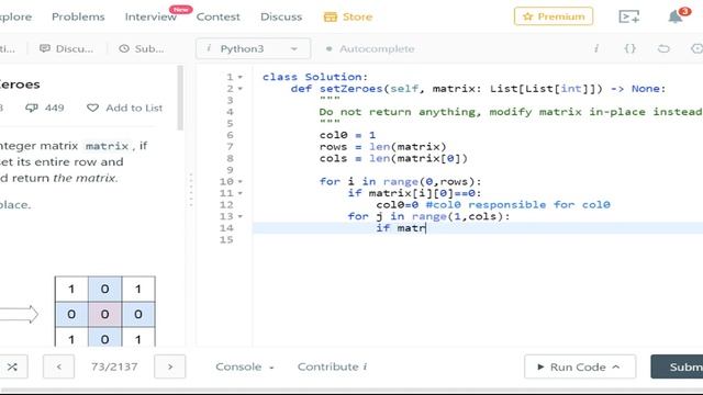 Set Matrix Zeros | Python | Striver SDE sheet | Solution | Code смотреть онлайн
