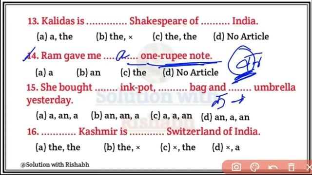 Articles A An The Questions | Articles A An The In English Grammar | Articles Practice Set Exercise
