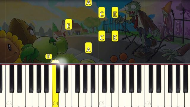 PLANTS vs ZOMBIES - Grasswalk - VERY EASY Piano tutorial смотреть онлайн
