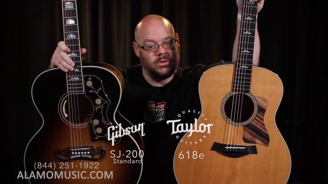Gibson SJ 200 vs Taylor 618e - It's A Jumbo Shootout! - Acoustic Guitar Comparison - New For 2019 смотреть онлайн