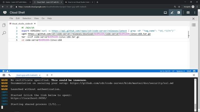 How to run Visual Studio Code in Google Cloud Shell? смотреть онлайн