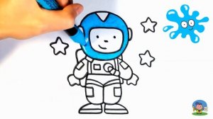 Как нарисовать КОСМОНАВТА / Раскраска КОСМОНАВТ детям / День космонавтики / How to Draw an Astronau
