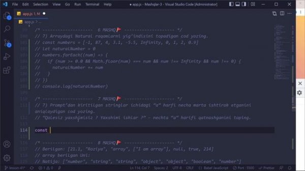 Amaliyot 3 | JavaScript darslari | O'zbek tilida