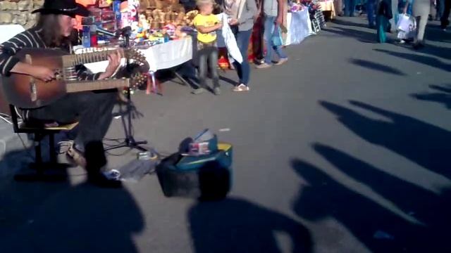 Музыкант с гитарой с двойным грифом на Спасской ярмарке, Елабуга 2014 смотреть онлайн