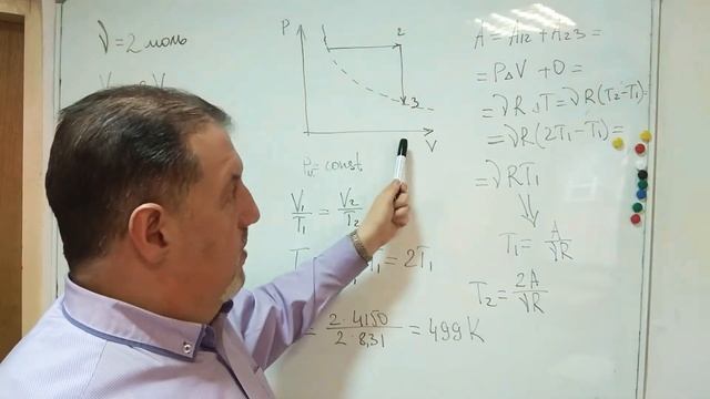 Идеальный газ в количестве ν = 2 моль изобарно расширяют... максимальное значение температуры газа смотреть онлайн