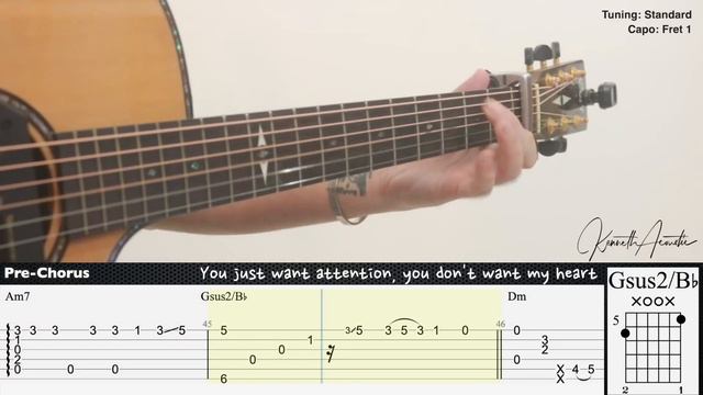 Attention - Charlie Puth | Fingerstyle Guitar | TAB + Chords + Lyrics смотреть онлайн