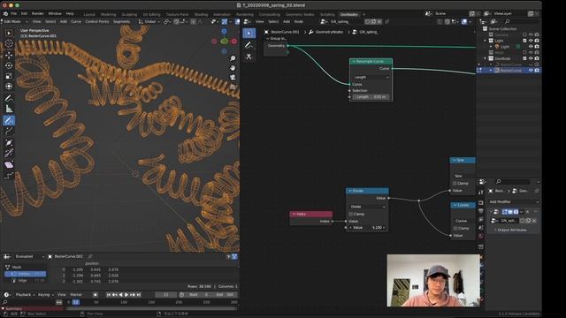 ? Spring Curve Using Sin Cosine 彈簧 / Blender Geometry Node 3.1 Tutorial смотреть онлайн