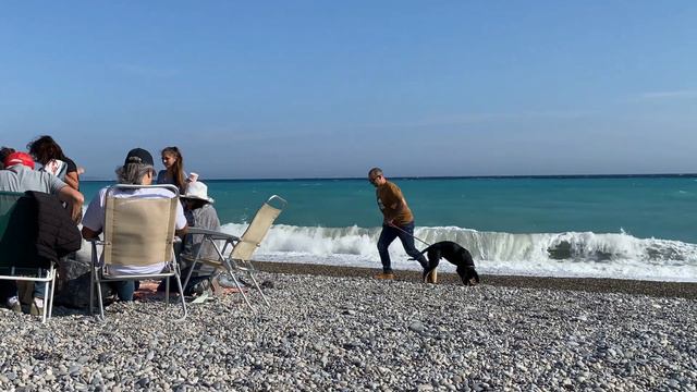 NICE, SOUTH OF FRANCE BEACH WALK🥰With COOL Jazz Saxophone. Walking In French Riviera In Warm Octobe смотреть онлайн