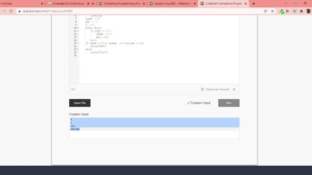 Prime in a binary string Code: PINBS (div 2) codechef solution in python смотреть онлайн