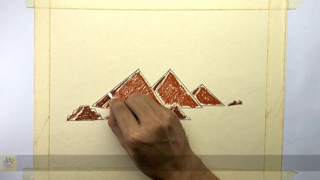 Draw Egyptian Pyramid with Oil Pastel I Pyramid Drawing Tutorial I Seven Wonders Series смотреть онлайн