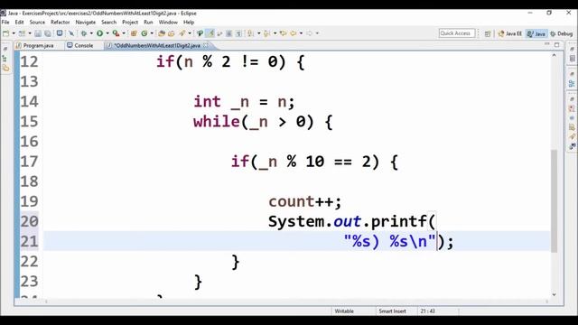 odd numbers with at least 1 digit 2 in java смотреть онлайн