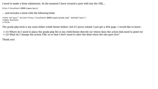 Wordpress: Form direction to .php on localhost смотреть онлайн