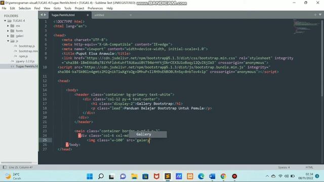 TUTORIAL CARA MEMBUAT MEMBUAT GALLERY BOOTSTRAP PADA SUBLIME TEXT - Pemrograman Visual смотреть онлайн