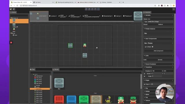 Use Prefabs to Create Boxes in Phaser Editor 2D for Memory Match - Part 2 смотреть онлайн