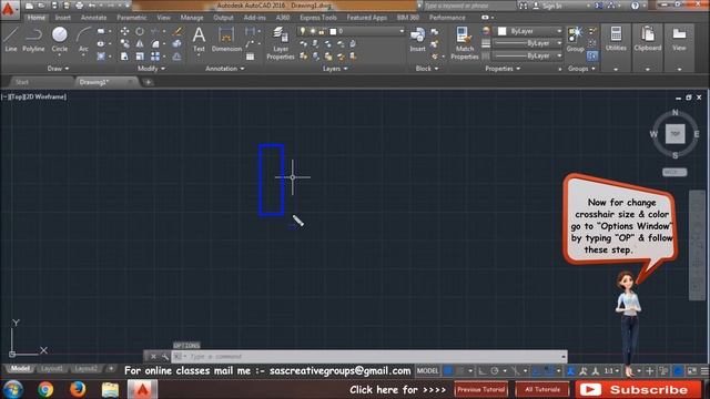 Autocad 2016 - Tutorial for Beginners : 3. How to change Background Color | Crosshair Size & Color смотреть онлайн