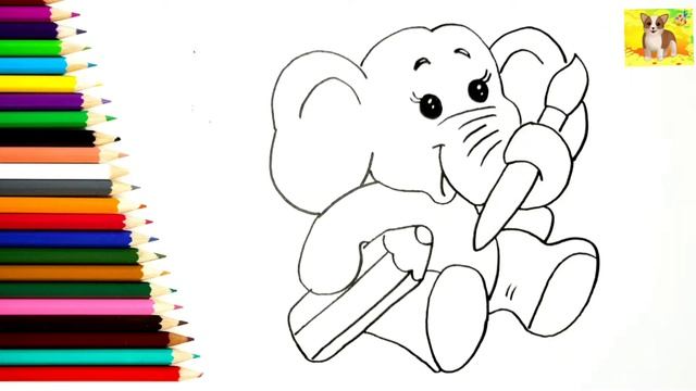 Рисунок раскраска для малышей.Как нарисовать Слоника. #слоник#рисунок# смотреть онлайн