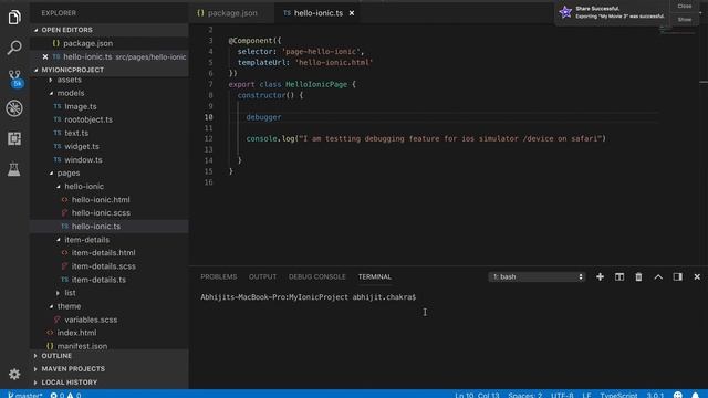 debugging ionic ios app from ios simulator or device from VS Code on Safari смотреть онлайн