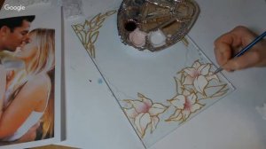 Рамка для фото в технике витражной росписи и графики