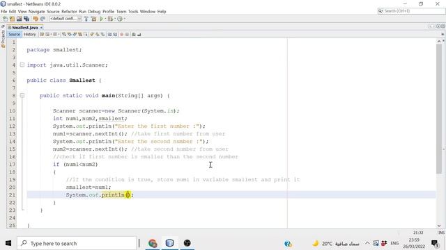 Java program to find smallest number смотреть онлайн