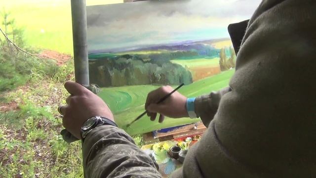 Холмы и облачное небо. Пленэр смотреть онлайн