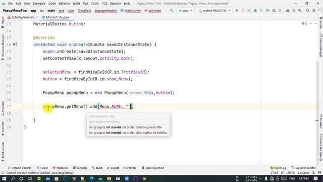 How to Create Android Popup Menu Programmatically | Android Studio 7.80 Java смотреть онлайн