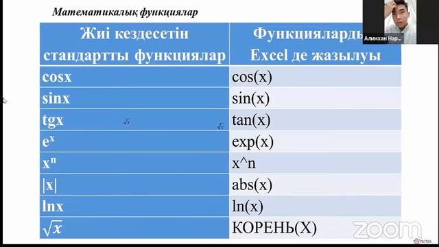 MS Excel электрондық кесте формулаларды қолдану смотреть онлайн