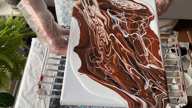 CHOCOLATEY Marble-looking Acrylic Pour🤎🍫 (with lessons learned!) - Fluid Art Technique (#1) смотреть онлайн