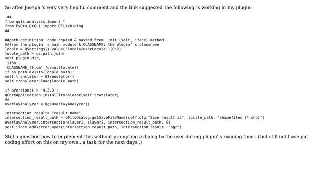 GIS: How to set independent path in QgsOverlayAnalyzer ＞＞ intersection statement using Python? смотреть онлайн