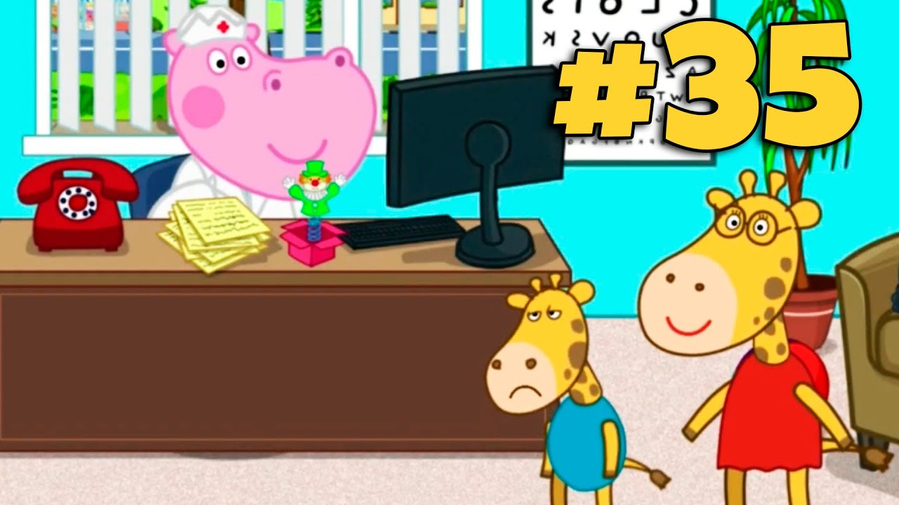 Правила поведения в больнице. Бегемотик лечит жирафиков. Мультик - игра на БэбиМакс. смотреть онлайн