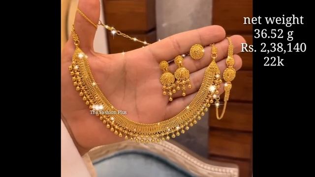 Light Weight Necklace Set with Weight and Price In 22k/18k Gold @TheFashionPlus смотреть онлайн