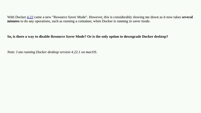 Is there any way to disable "resource saver mode" in Docker desktop? смотреть онлайн