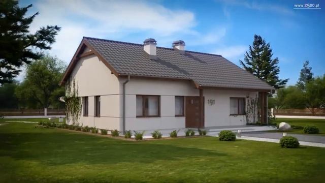 Z191 Функциональный одноэтажный дом с двускатной крышей смотреть онлайн