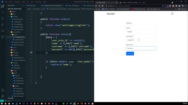 23. nagara/mini mvc php native project - Buat Auth Part 4 (register | login | set Database tb_user смотреть онлайн
