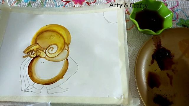 How to Paint Ganesha - Coffee Painting /Turmeric Painting /Ganpati Drawing - Coffee Painting смотреть онлайн
