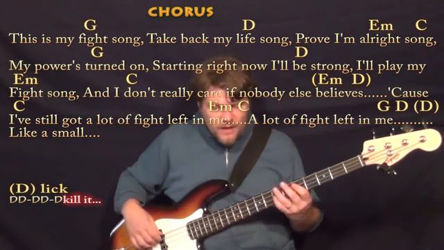 Fight Song (RACHEL PLATTEN) Bass Guitar Cover Lesson with Chords/Lyrics смотреть онлайн