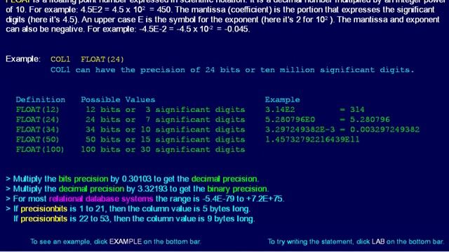 SQL 045 Data Types, Approximate Numeric, FLOAT смотреть онлайн