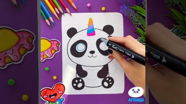 УРОК рисования|Панда-единорожка ?? |рисуем вместе|Рисуем панду|своими руками|рисунки для детей смотреть онлайн