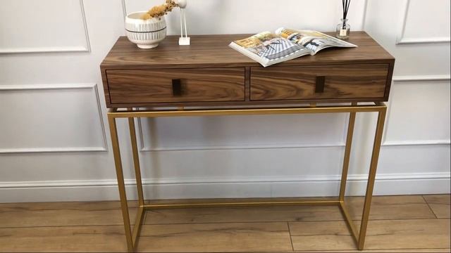 Консольный столик Grande House из коллекции Walnut V, на золотом основании смотреть онлайн