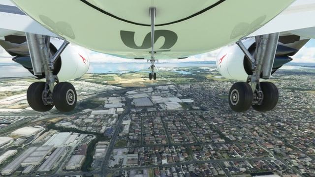 Qantas Airbus Landing Gear View at Auckland Airport in Flight Sim Over ?? смотреть онлайн