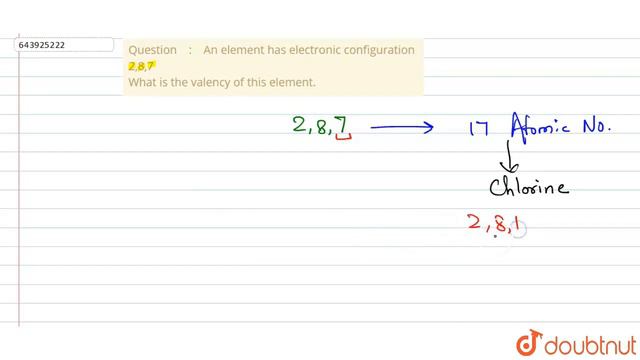 An element has electronic configuration 2,8,7What is the valency of this element. | 9 | THE PERI... смотреть онлайн