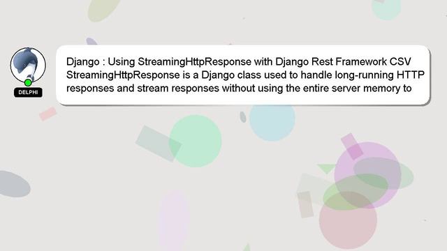 Django : Using StreamingHttpResponse with Django Rest Framework CSV смотреть онлайн