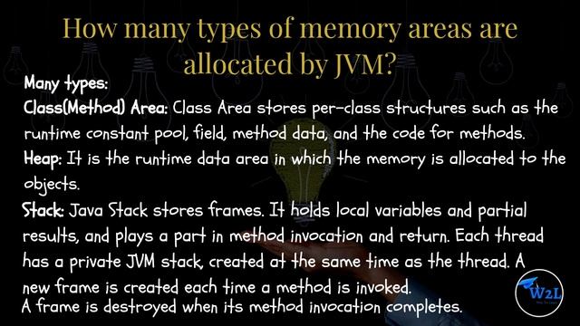 How many types of memory areas are allocated by JVM? | Lecture 6 смотреть онлайн