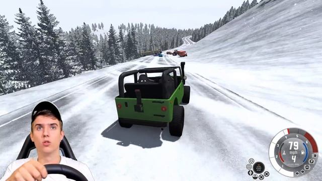 ФУРА БЕЗ ТОРМОЗОВ НА ЗИМНЕМ СПУСКЕ - BEAMNG DRIVE