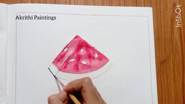 How To Draw Easy Water Melon Step Bystep. .?#watercolor#painting #shortvideo #reelsinstagram #fruit