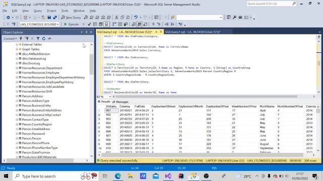 ETL - Data Warehouse - Database AdventureWorks2019 - Star Schema - SSMS - Visual Studio 2019 #etl