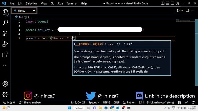 Unleash Your Own AI Chatbot in Just 10 Lines of Python Code And OpenAI's Chat GPT-3 API смотреть онлайн