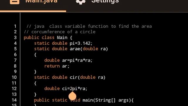 java program class variable and methods area and circumference смотреть онлайн