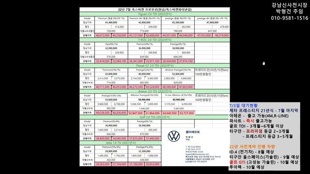 [강남신사전시장] 폭스바겐 7월 프로모션 및 티구안 올스페이스, ID4, 투아렉,골프GTI 출시일정 смотреть онлайн