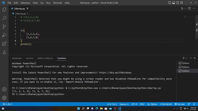 25th 2D Array List Using Nested For Loops || Python Tutorial in Tamil || Lean With DJ смотреть онлайн