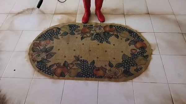 Fruit pattern dirty carpet cleaning satisfying rug cleaning ASMR